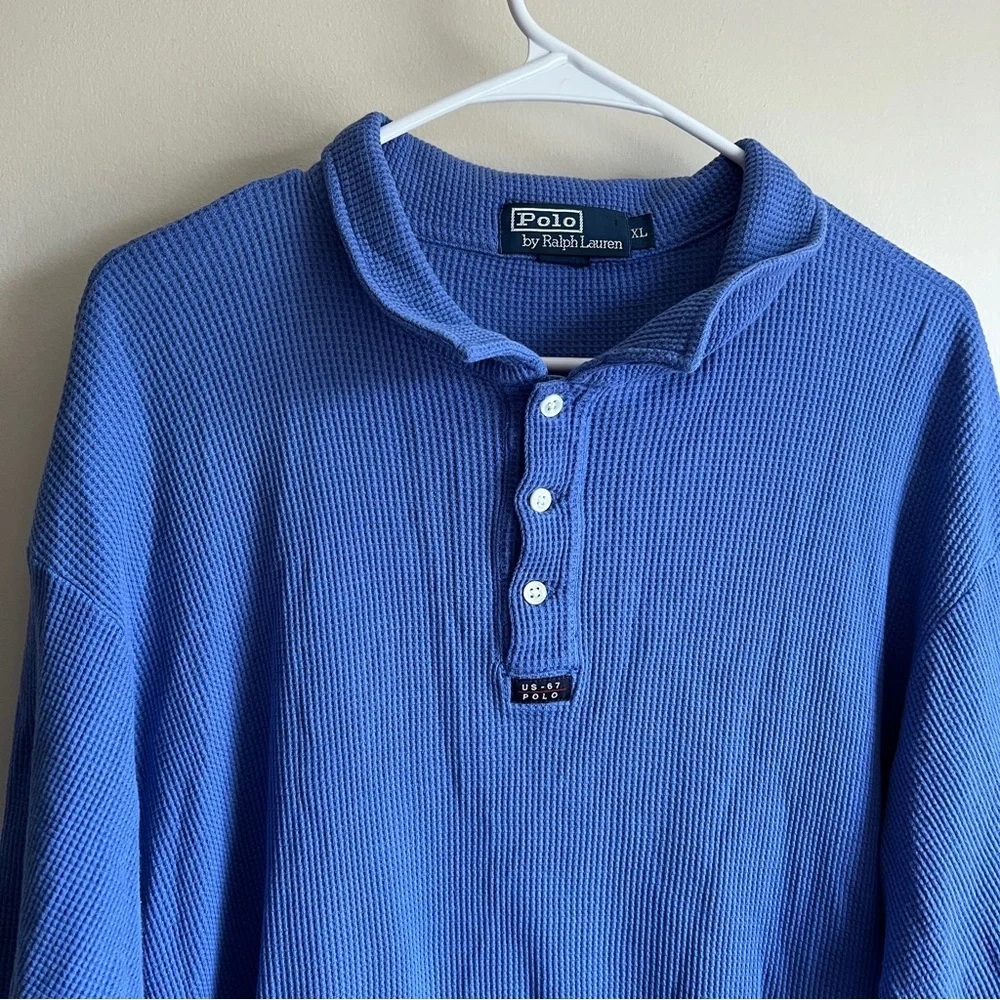 Polo Ralph Lauren Blue Waffle Knit Polo Shirt